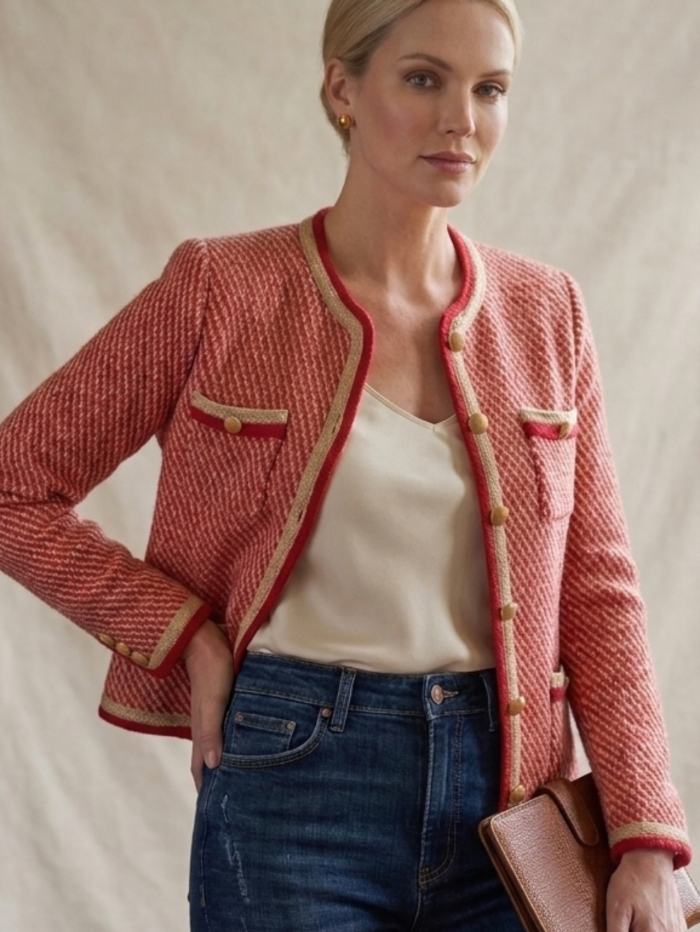 Castleberry Red and Cream Women's Jacket